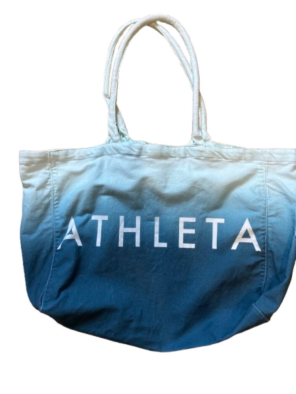 Athleta Ombre Teal to White Canvas Tote Bag